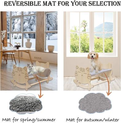 Kattenhammock met twee afneembare deksels en opgeheven houten frame aangepast logo aanvaardbaar