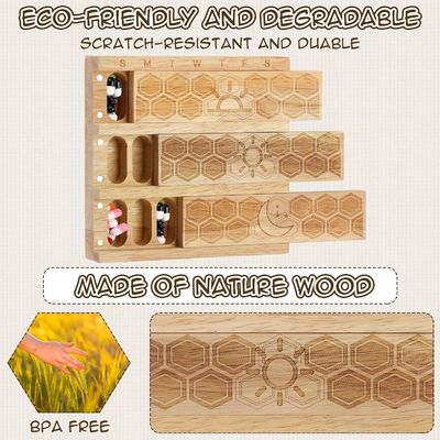 Compact hout wekelijkse pillen organisator houder dagelijkse dispenser pillen sorter pillen containers