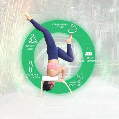 Balance Training Yoga Inversion Bench Rustieke stijl met houten materiaal en hoofdsteun