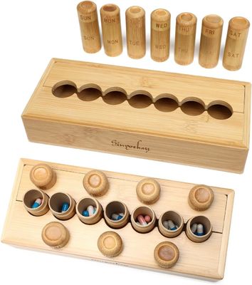 Ecologisch ontworpen pillenkoffer voor vitaminen Pillen en supplementen in bamboe doos