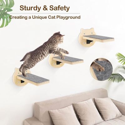 Hondentraining 3-pakketten Kattenklimplanken Wandmontage Kattenwandtrappen met krabbelblok