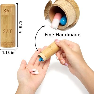 Ecologisch ontworpen pillenkoffer voor vitaminen Pillen en supplementen in bamboe doos