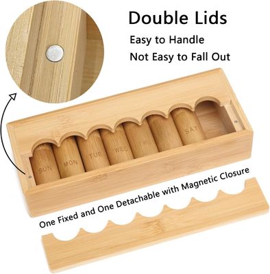 Ecologisch ontworpen pillenkoffer voor vitaminen Pillen en supplementen in bamboe doos