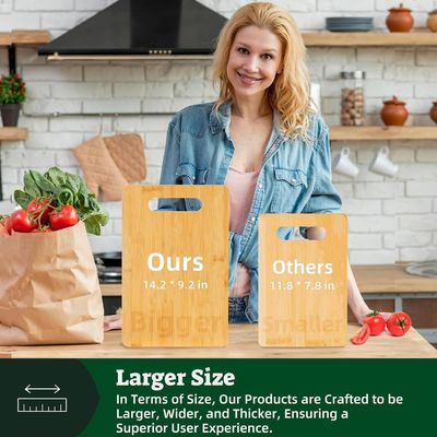 Gepersonaliseerde bamboe snijplank met handvat en duurzame oliebehoudende functie