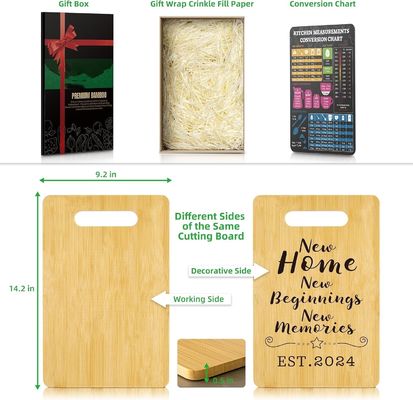 Gepersonaliseerde bamboe snijplank met handvat en duurzame oliebehoudende functie