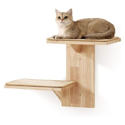 Hondentraining Wandplanken 2 platforms Kattenmeubilair Boomvorm Drijvende plank met Sisal Mat