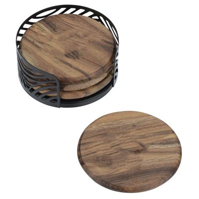 Duurzame 4-delige Acacia houten coaster set op maat voor theebekers Water absorberend