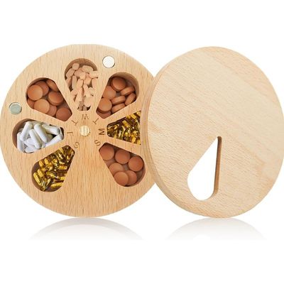 7-daagse pillen organisator doos Doos Twist Top Design Houten pillen doos voor geneeskunde Vitamine Custom