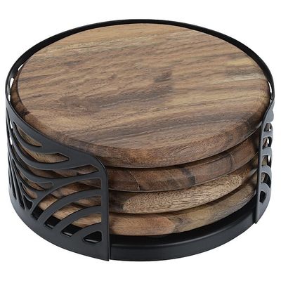 Duurzame 4-delige Acacia houten coaster set op maat voor theebekers Water absorberend