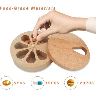 7-daagse pillen organisator doos Doos Twist Top Design Houten pillen doos voor geneeskunde Vitamine Custom