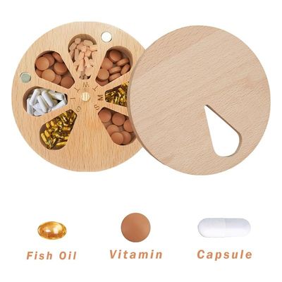 7-daagse pillen organisator doos Doos Twist Top Design Houten pillen doos voor geneeskunde Vitamine Custom