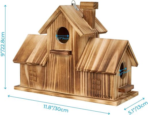 Houten buitenste 3 holes vogelhuis handgemaakt van TIMBER voor tuinhabitat