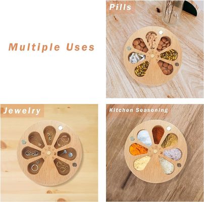 7-daagse pillen organisator doos Doos Twist Top Design Houten pillen doos voor geneeskunde Vitamine Custom