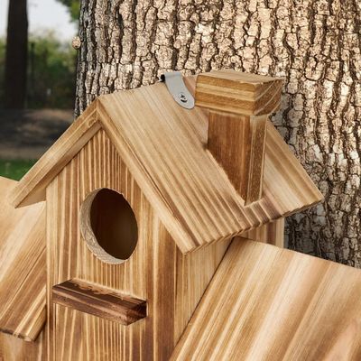 Houten buitenste 3 holes vogelhuis handgemaakt van TIMBER voor tuinhabitat