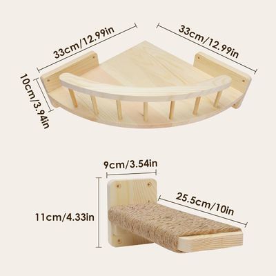 Vlekkleuren Wandmontage Kattenplanken en perken Duurzaam houten ontwerp Wandmontage