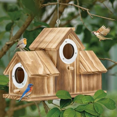 Logos aangepast logo aanvaardbaar Houten natuurlijke vogelhuis voor tuin achtertuin binnenplaats