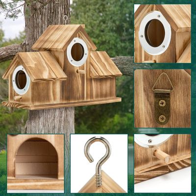 Logos aangepast logo aanvaardbaar Houten natuurlijke vogelhuis voor tuin achtertuin binnenplaats