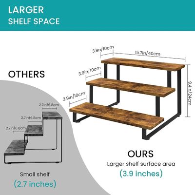 All-Season Houten 3-stap Display Riser Stand Bamboe rechtstaande Display Rack voor detailhandel