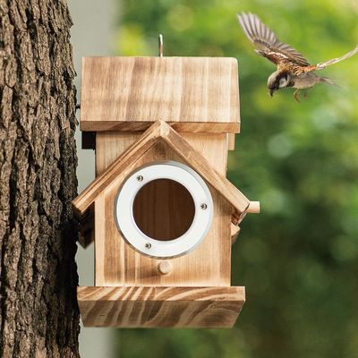 Logos aangepast logo aanvaardbaar Houten natuurlijke vogelhuis voor tuin achtertuin binnenplaats
