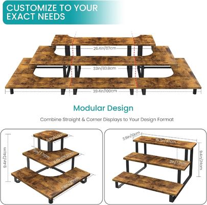 All-Season Houten 3-stap Display Riser Stand Bamboe rechtstaande Display Rack voor detailhandel
