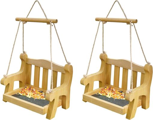 Omgevingsvriendelijke schommelstoel vogelvoerders voor buitenhangende set van 2 houten bankvormige