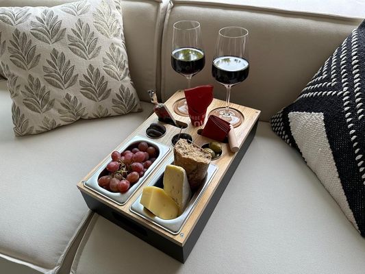 2 Snack Bowls 3 Dip Bowls 2 Coasters Fles Opener Organisator Fleshouder Sofa Butler Serveren Tray Sofa Tray
