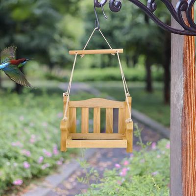 Omgevingsvriendelijke schommelstoel vogelvoerders voor buitenhangende set van 2 houten bankvormige