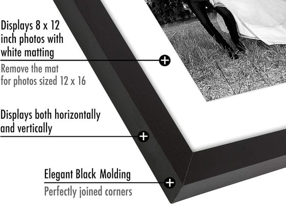 Houten logo maat 12X16 8X12 beeldkader met mat en schroefvast glas