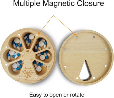 Aanpasbare 7-daagse pilhouder Hout wekelijkse pil organisator voor medicijnen en vitamines