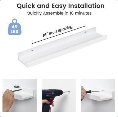 Woonkamermeubilair 2 stukken massief hout Drijvende planken voor minimalistisch muurbeeldscherm