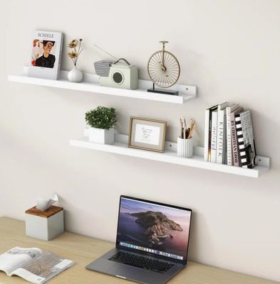 Woonkamermeubilair 2 stukken massief hout Drijvende planken voor minimalistisch muurbeeldscherm