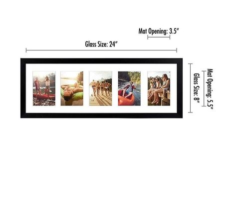 8X24 4X6 Zwart Hout Foto Frame met Shatter-Resistant Glass Customized Logo