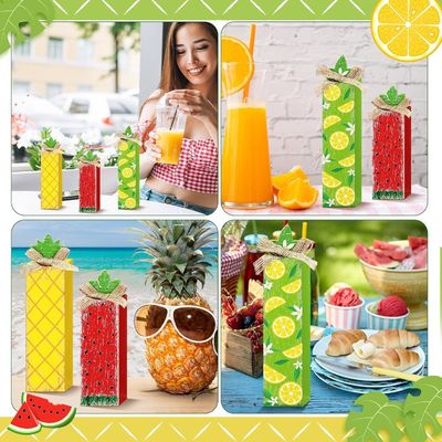 Zomer Hout Tafelblok Teken Lemon Gedifferentieerde Tray Decor Houten Home Decor Laser Engravure