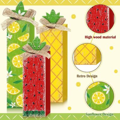 Zomer Hout Tafelblok Teken Lemon Gedifferentieerde Tray Decor Houten Home Decor Laser Engravure
