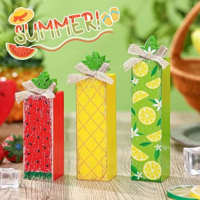 Zomer Hout Tafelblok Teken Lemon Gedifferentieerde Tray Decor Houten Home Decor Laser Engravure