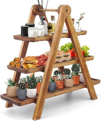 Accepteerde Custom Hout 3 Tier Serving Tray 3 Tiered Cupcake Stand voor cadeau winkels