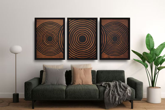 Supermarkt moet-hebben set van 3 grote textuur geframeerde geometrische houten muur kunst panelen