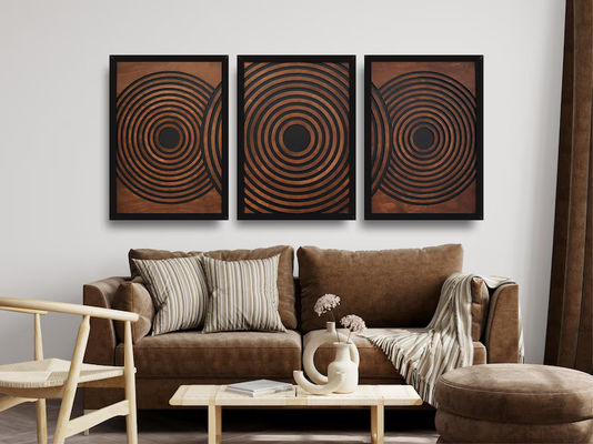 Supermarkt moet-hebben set van 3 grote textuur geframeerde geometrische houten muur kunst panelen