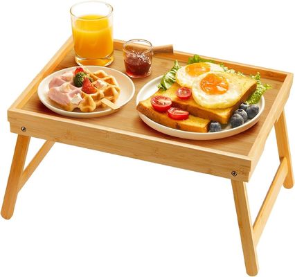 Ontbijt serveren Bamboe Bed Tray Tafel Moderne ontwerp 16,92 x 12,6 inch met vouwbenen