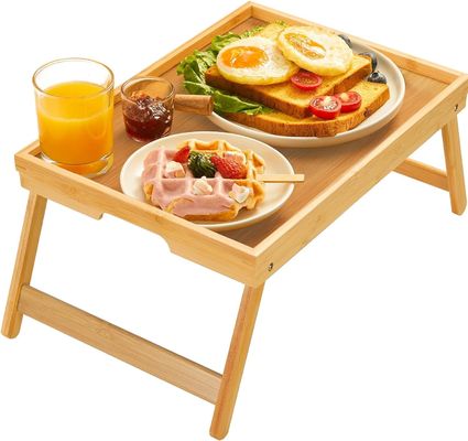 Ontbijt serveren Bamboe Bed Tray Tafel Moderne ontwerp 16,92 x 12,6 inch met vouwbenen