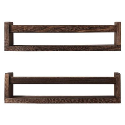 2 Houten drijvende planken Boekenopslaghouders Racks voor kinderkamer of keuken Spice Rack