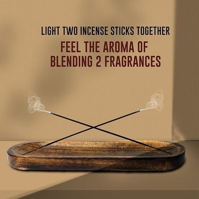 Gift Craft Houten Bruine Wierookbrander Stick Holder Tray voor geurkamer decor