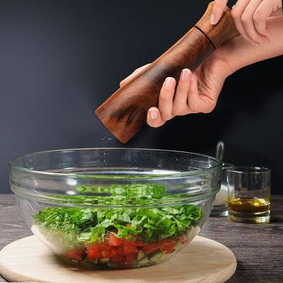 Set van 2 8" Acacia Houten Zout- en Pepersmelder Set met verstelbare keramische slijpmechanisme