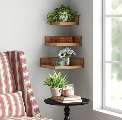 Hoge hoeveelheid moderne 3 stukken massief hout boeken foto's muurplank verstelbaar drijvend plank