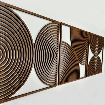 Set van 3 Boho Home Gift Grote Houten Muurkunst met Midcentury Moderne Stijl en Custom Logo