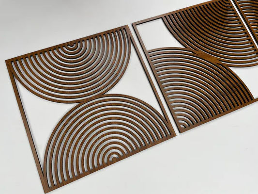 Set van 3 Boho Home Gift Grote Houten Muurkunst met Midcentury Moderne Stijl en Custom Logo