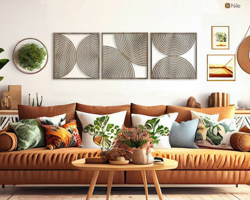 Set van 3 Boho Home Gift Grote Houten Muurkunst met Midcentury Moderne Stijl en Custom Logo