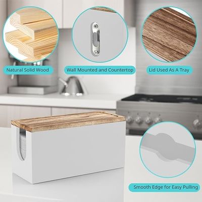 Moderne ontwerp stijl Witte houten badkamerpapier handdoek dispenser met deksel