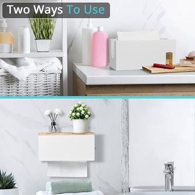 Moderne ontwerp stijl Witte houten badkamerpapier handdoek dispenser met deksel