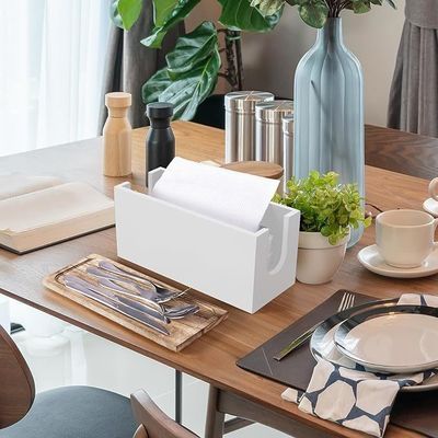 Moderne ontwerp stijl Witte houten badkamerpapier handdoek dispenser met deksel